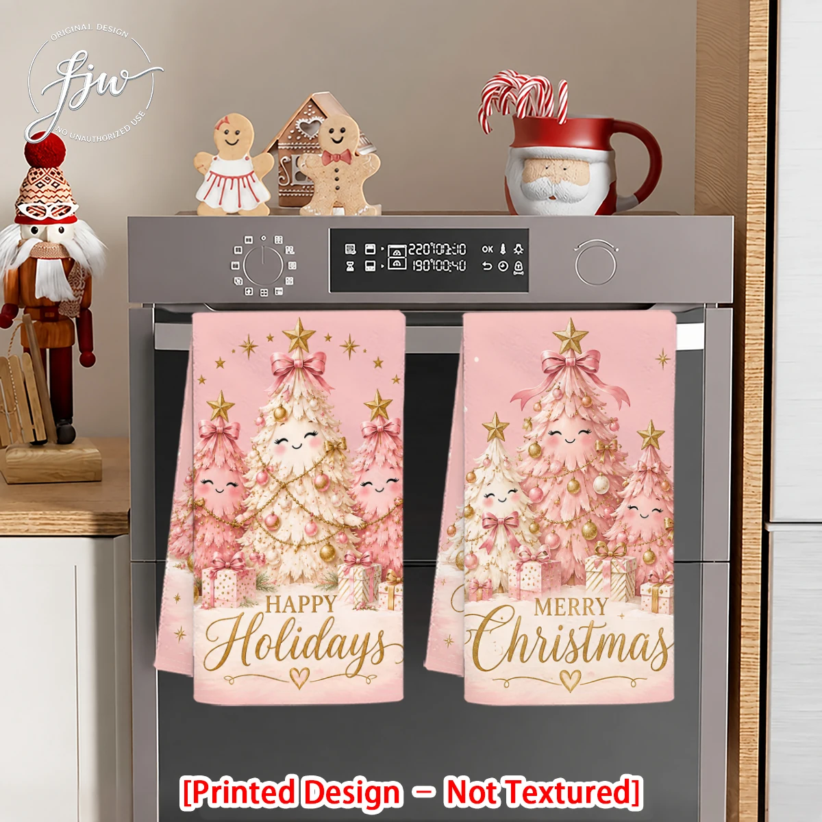 2pc Christmas Kitchen Towels Set, Festive Xmas Dish Towels for Holiday Decor Assorted Cute Winter Printed Tea Towels for Cooking