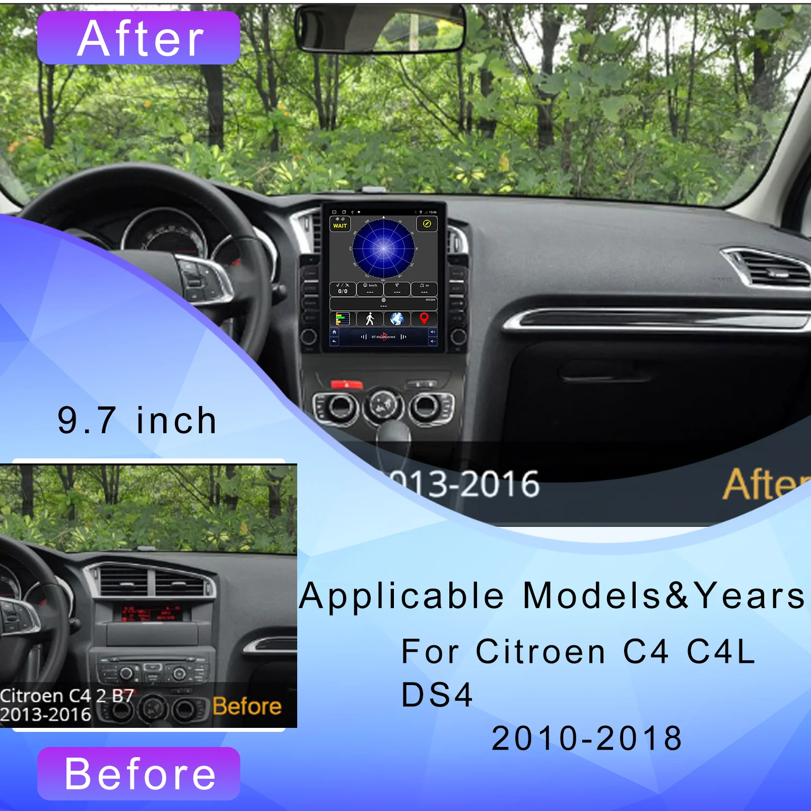 Kaudiony Tesla Style Android 11 For Citroen C4 C4L DS4 Car DVD Multimedia Player Auto Radio GPS Navigation 4G Stereo 2010-2018