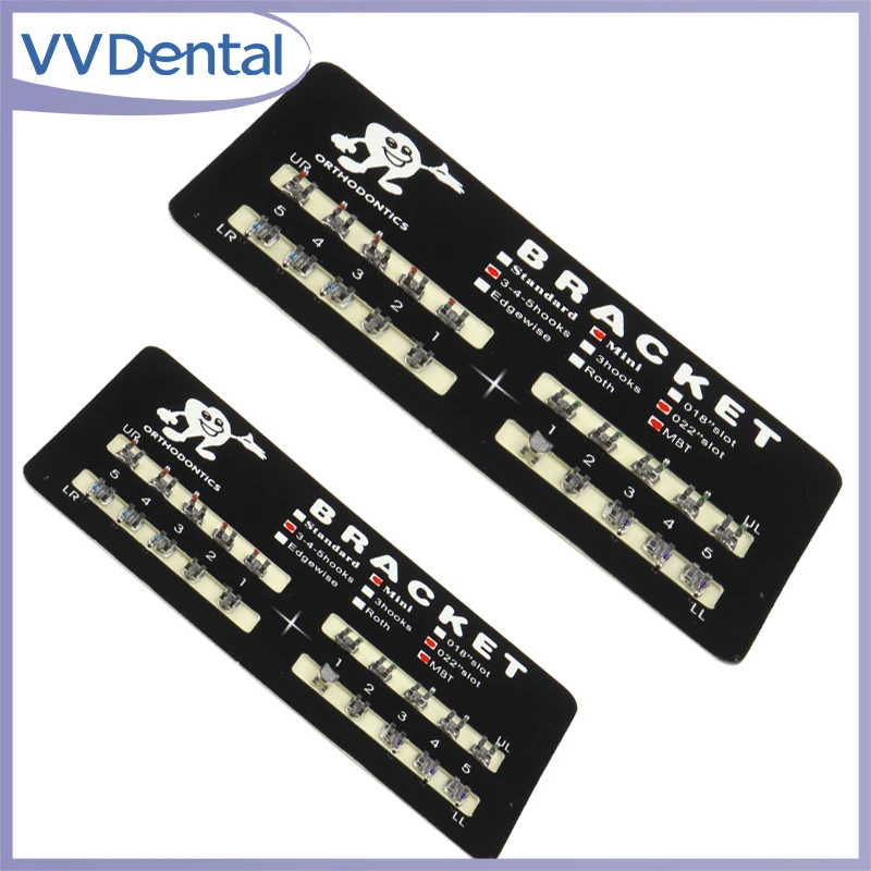 

VVDental 20pcs/pack Orthodontic Mini Brackets Metal Dental Roth MBT 022 345Hooks Monoblock Braces for Teeth Treatment