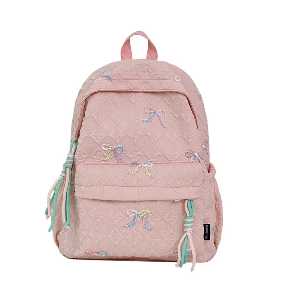 

Модный рюкзак с вышитым бантом, нейлоновый износостойкий студенческий школьный рюкзак с несколькими карманами, большой вместительный дорожный рюкзак