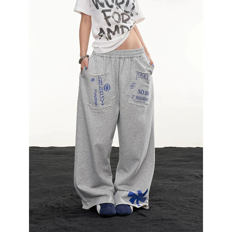 American Retro Style Loose Wide Leg Sports Casual Pants Women's Dance Exercise Comfortable Sweatpants Casual Loose Trousers
