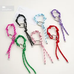 Creative Colorful Braided Lanyard Keychain Anti-Lost Knot Nylon Rope Keyring For Women Men Car Bag Pendant Accessories Gifts