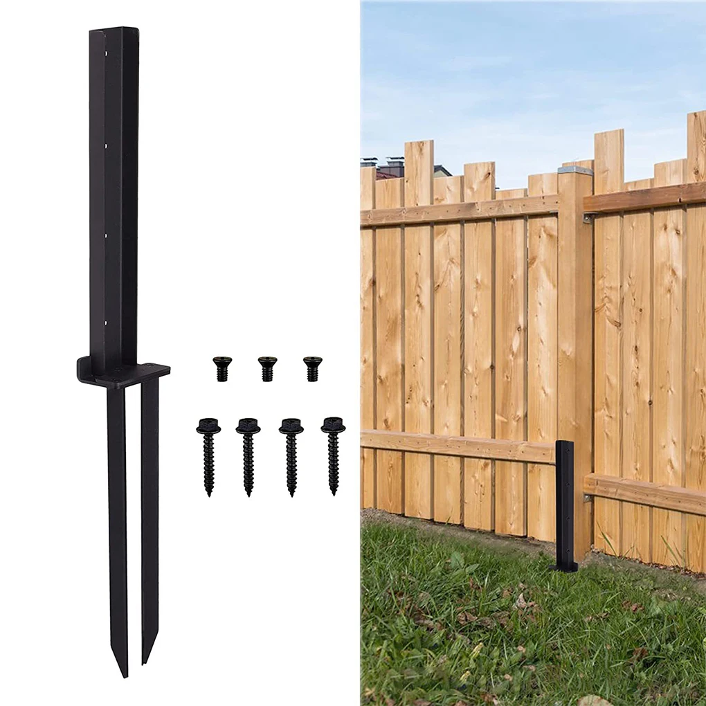 1PCS Fence Post Anchor Kit Heavy Duty Steel Fence Post Repair Stakes Ground Spike For Repairing Inclined And Rotten Wooden Piles