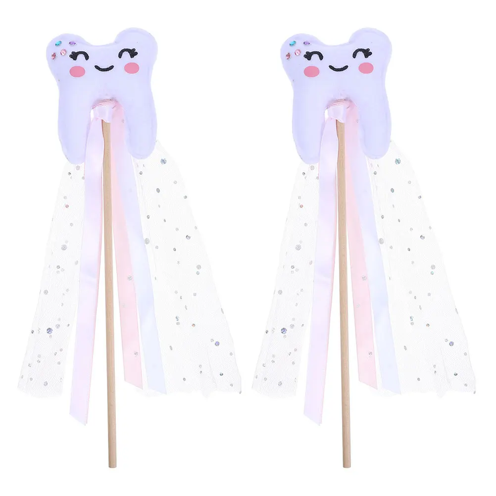 

2Pcs Tooth Fairy Wand Colorful Tooth Shaped Stick for Kids Party Dress Up Performance Props Fairy Accessories Wands for Kids