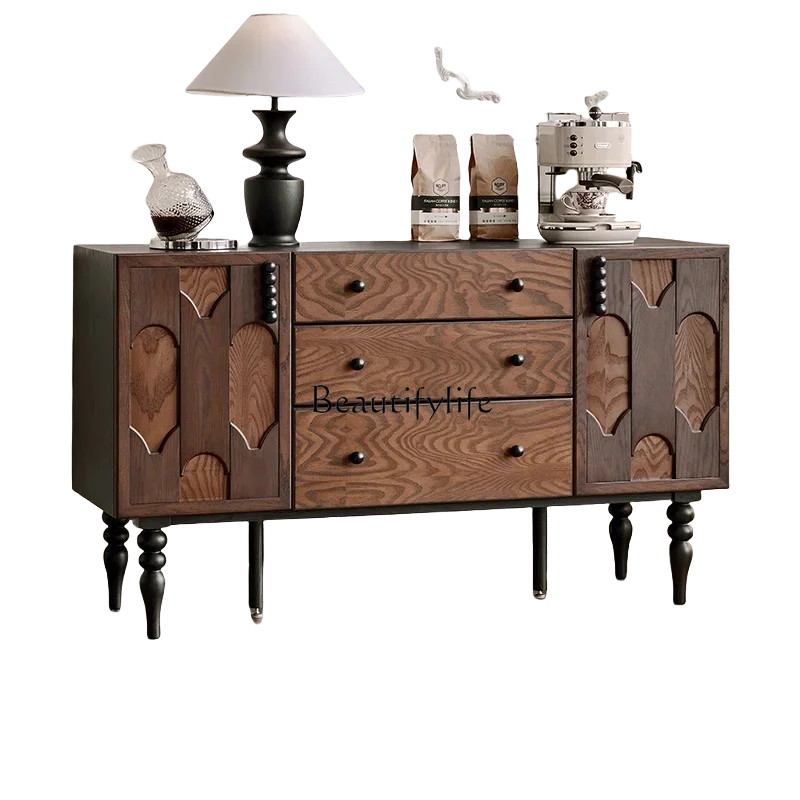 

ld14 French retro solid wood dining side cabinet against the wall medieval cabinet tea cabinet living room storage