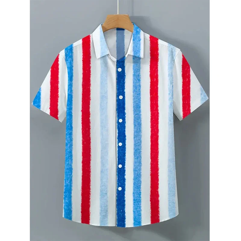 

Гавайские пляжные рубашки, мужские повседневные рубашки с короткими рукавами для отдыха на море, мужская одежда большого размера в полоску с принтом, свободная блузка 6xl