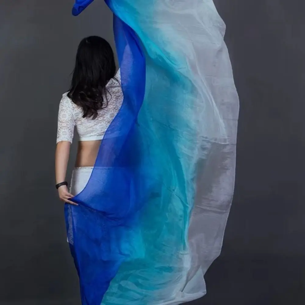 Turbante Hijabs Color degradado velos para danza del vientre textura ligera chales largos para danza del vientre latino accesorios de disfraces
