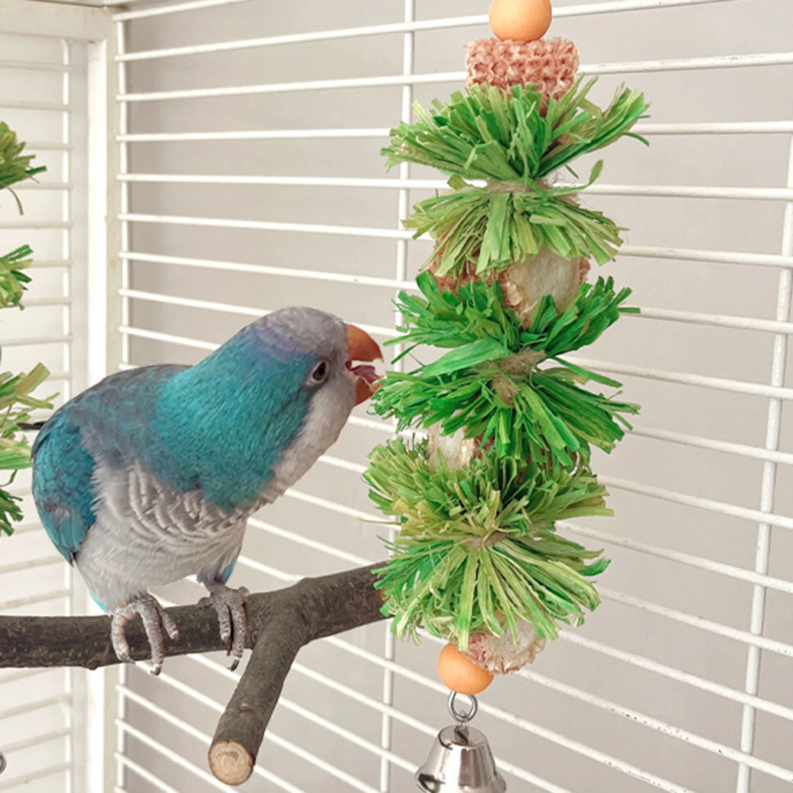 Parrot Chew Toys Natural Corn Husk Ball and Cob String for Cockatiel Lovebird Budgie Cage Hanging Foraging Interactive Bird Toys - view 3