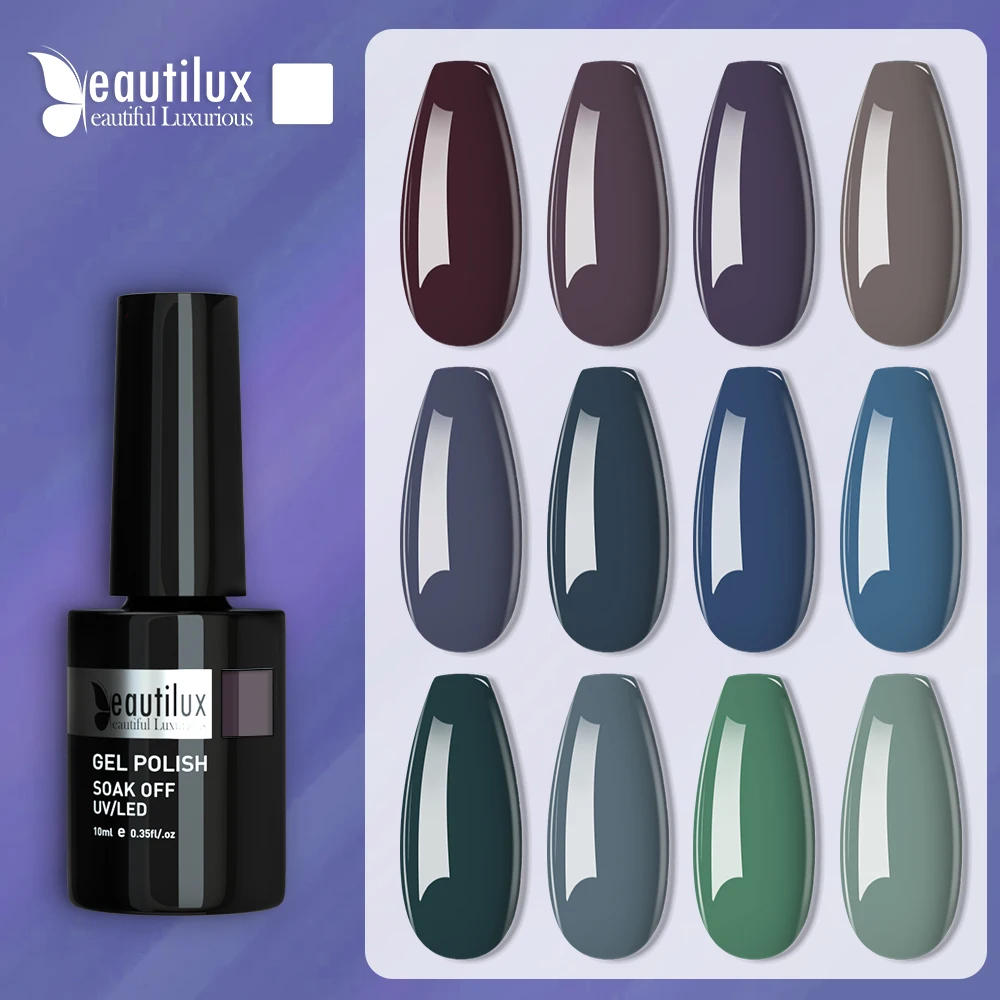 

Beautilux Gel Nail Polish Summer Winter Dark Morandi Colors Soak Off UV LED Semi Permanent Nails Art Gels Varnish Lacquer 10ml