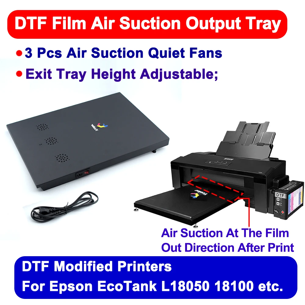 L1800 1390 DTF Exit Output Tray Platform Air Suction System For Epson 1400 1410 1500W DTF Modified Printers Avoid Film Warping