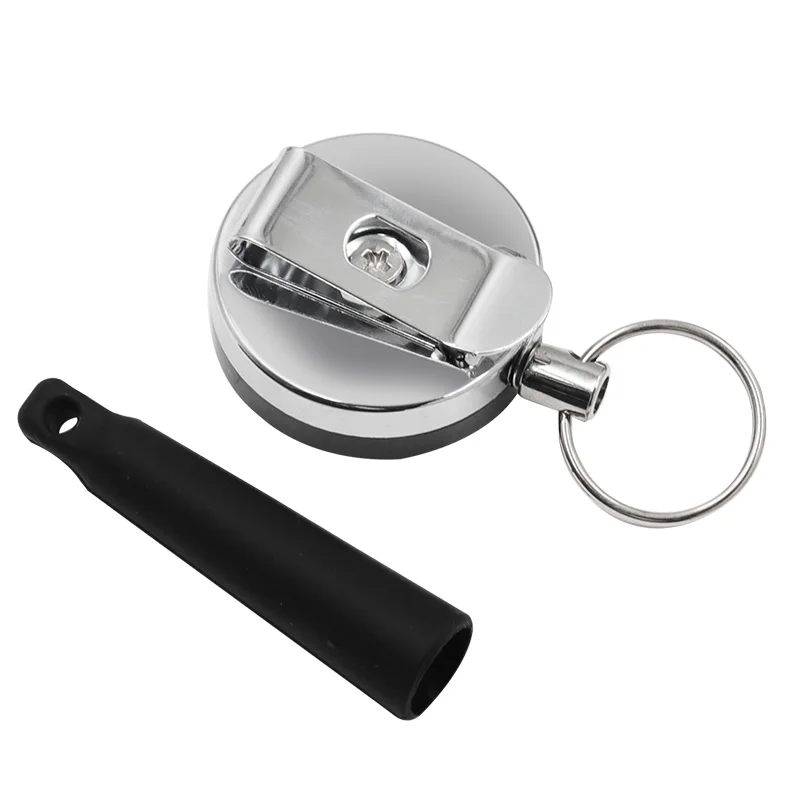Llavero retráctil de alta resistencia para acampada, 1 piezas, carrete, lápices de carpintero, cuerda antipérdida, llavero, Clip para cinturón