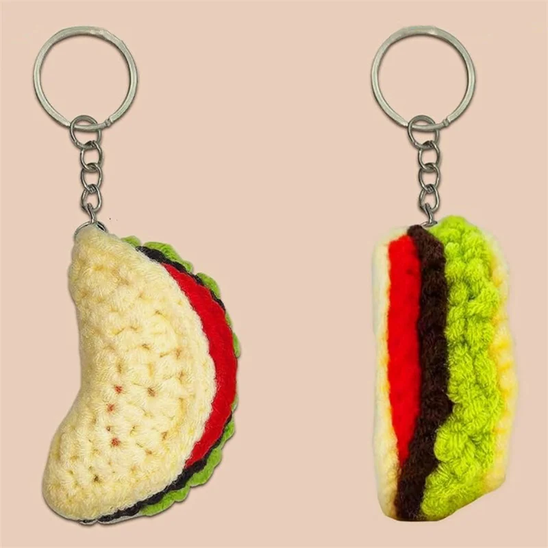 Cute cartoon Creative Pancake dumpling key chain For women Girl Birthday present Handmade crocheted Small exquisite bag pendant