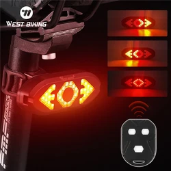 WEST BIKING 5 Modes Turn Signal Bicycle Tail Light with Horn LED Light Bike Rear Light Waterproof Rechargeable Cycling Light