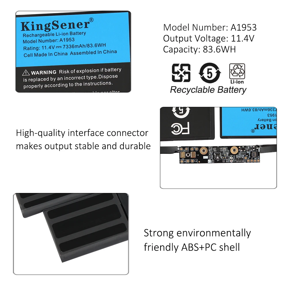 Kingsener-Apple Macbook Pro用バッテリー,a1953,a1990,15インチ,mid 2018, 2019,emc3215emc3359,mr962ll,11.42v,18.6 wh,無料ギフト