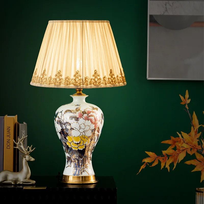 Handmade gold ceramic desk lamp bedroom bedside living room hotel decorative lamp