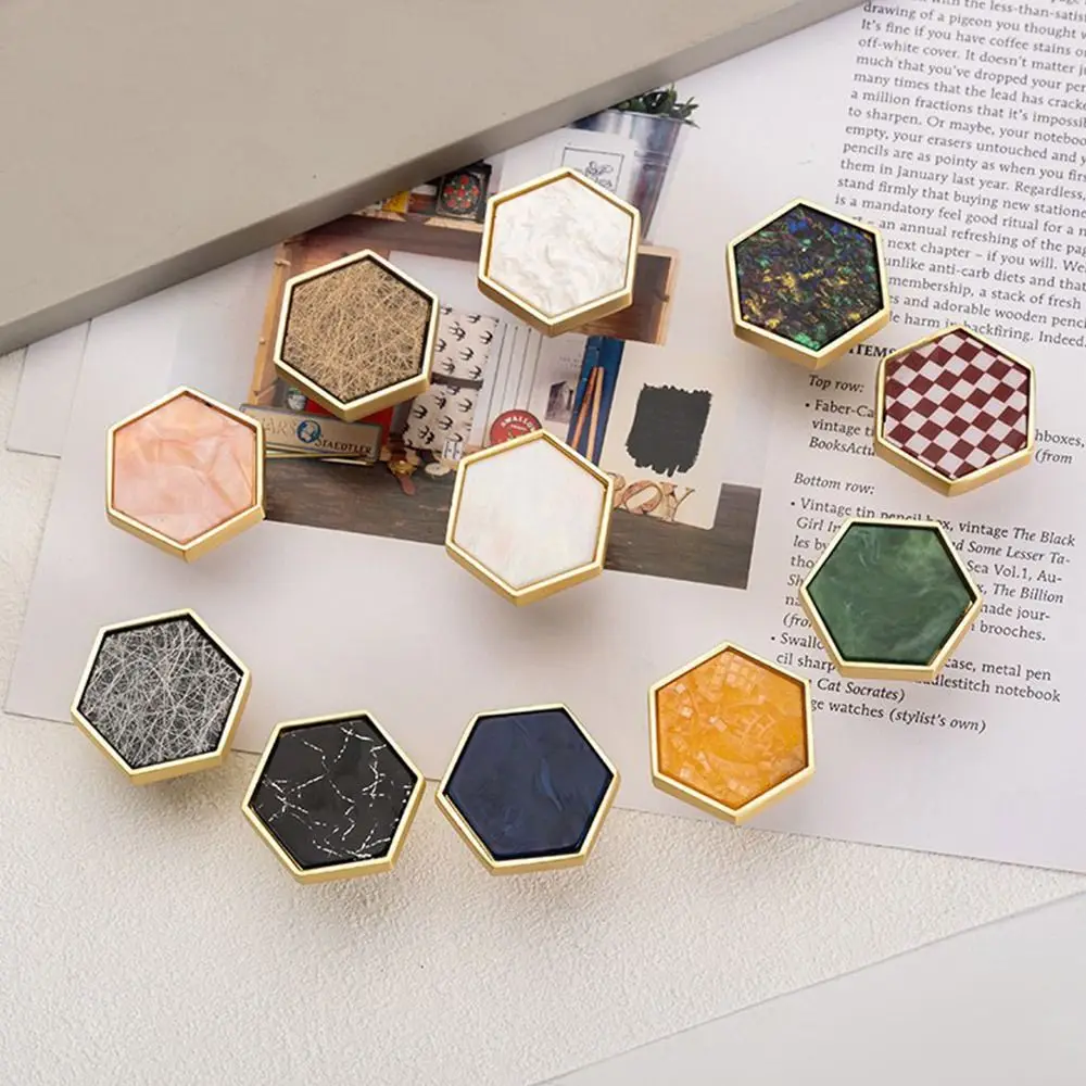 Creativity Single Hole Cabinet Knob Hexagonal Zinc alloy Door Pull Handles Colorful Nordic Modern Drawer Knobs Furniture