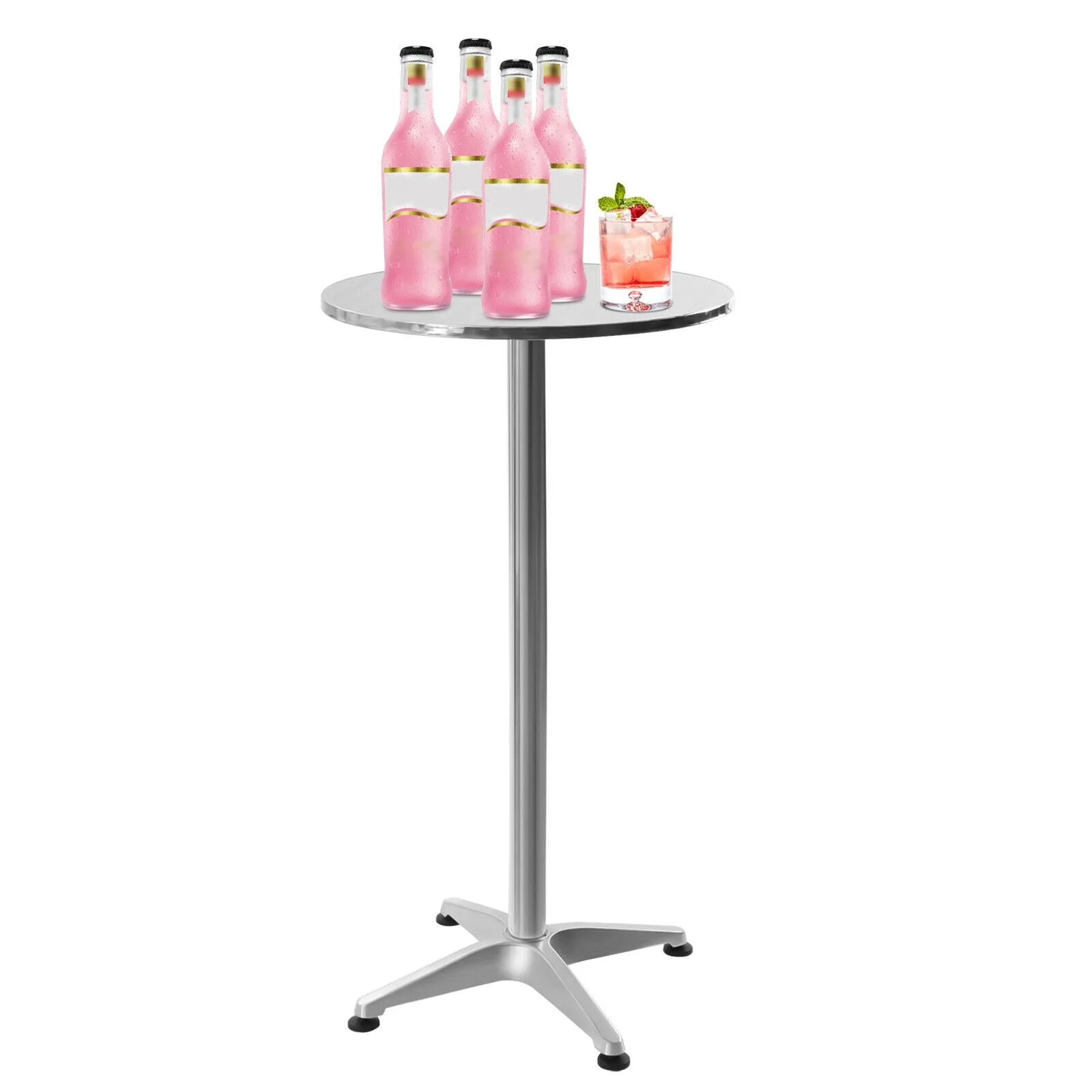 US Round Cocktail Bar Table Metal Base Tall Bistro Pub Table Adjustable Height