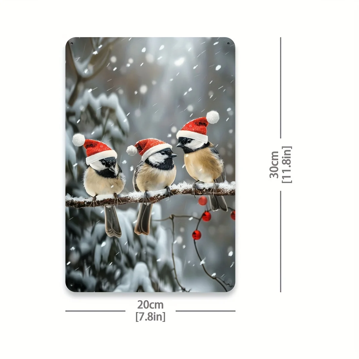 1pc Festive Christmas Bird Metal Tin Sign, Vintage Iron Wall Art, 8x12 inches, Indoor/Outdoor Hanging Decor for Home, Office, Re