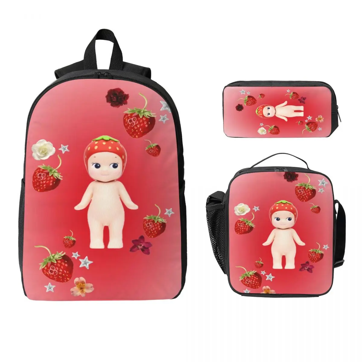 

3Pcs Sonny Angel School bags Set for Boy Girl Pen Bags Backpack Sets with Lunch Box For Primary School Students Daypack