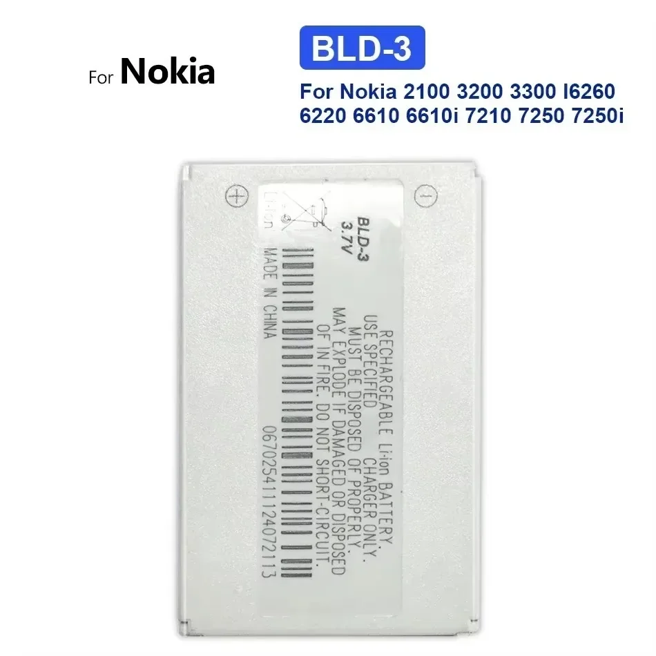 Replacement Battery BLD-3 For Nokia 7210 3300 2100 6220 6200 6610 7250 I6260 6610I 7250I Batteries Warranty