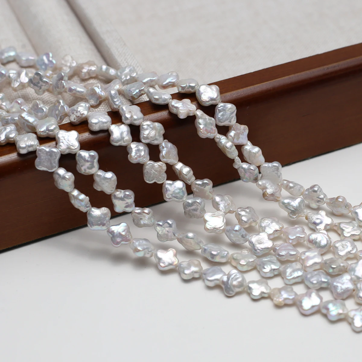 Four-Leaf Clover Pearl Natural Freshwater White Pearl For Jewelry Making DIY Necklace Earrings Bracelet Accessory Length 36cm