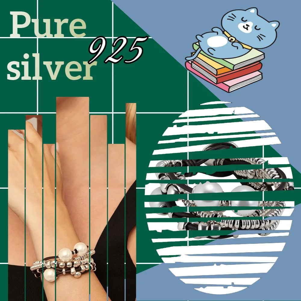 

Spanish niche hip-hop layering effect pearl sterling silver bracelet S925 women's bracelet birthday gift for partner no50