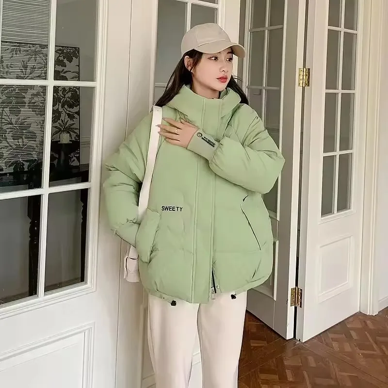 

New Women Down Cotton Jacket Short Fashion Cotton-Padded Thick Warm Female Outerwear Elegant Korean Winter Parkas Ladies Coat
