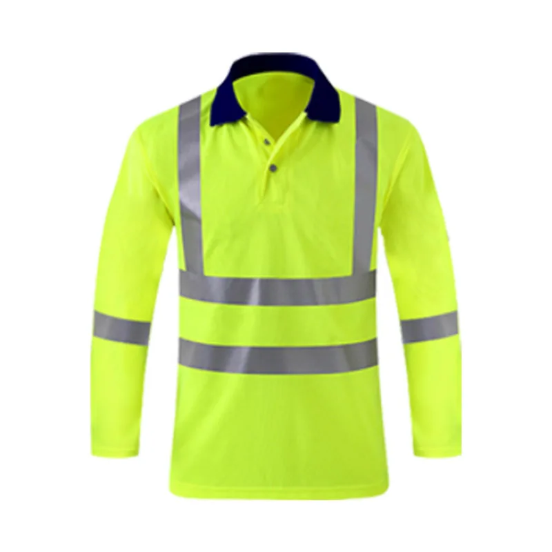 Hi Vis Long Sleeve t Shirt Hi Vis Work Reflective Safety Long Sleeve Polo t-Shirt EN20471 Class 2