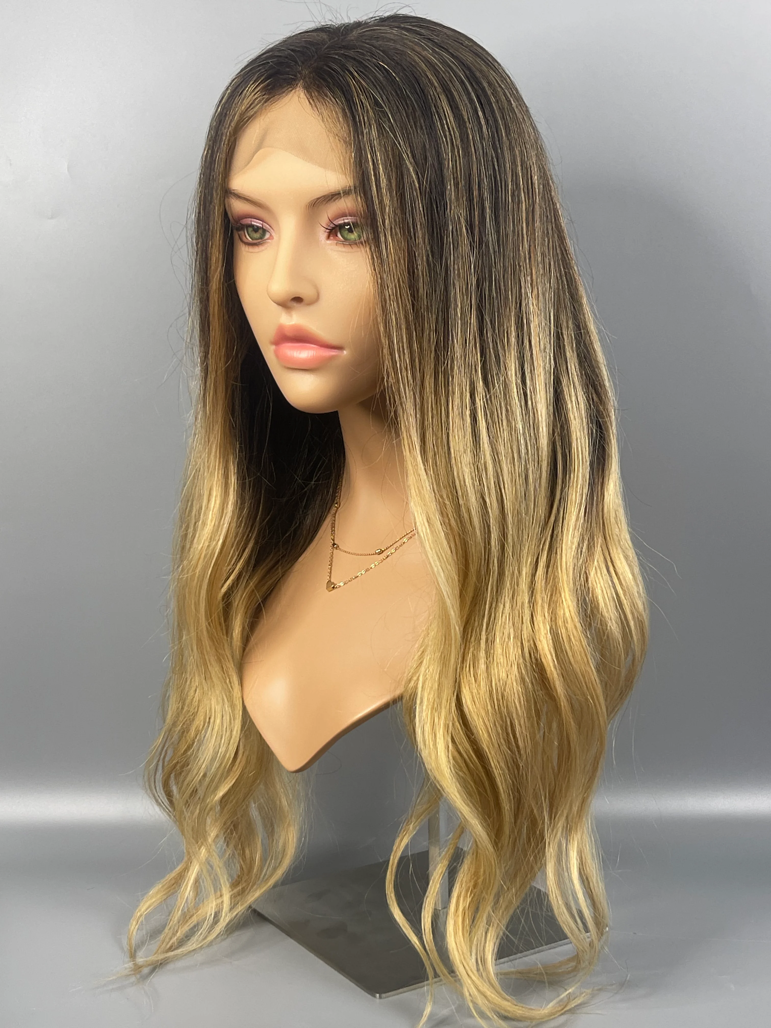 Glueless Balayage Ombre Dark Root Blonde Body Wave Human Hair Wig 13x6 HD Lace Frontal Wig With Baby Hair Natural Hairline