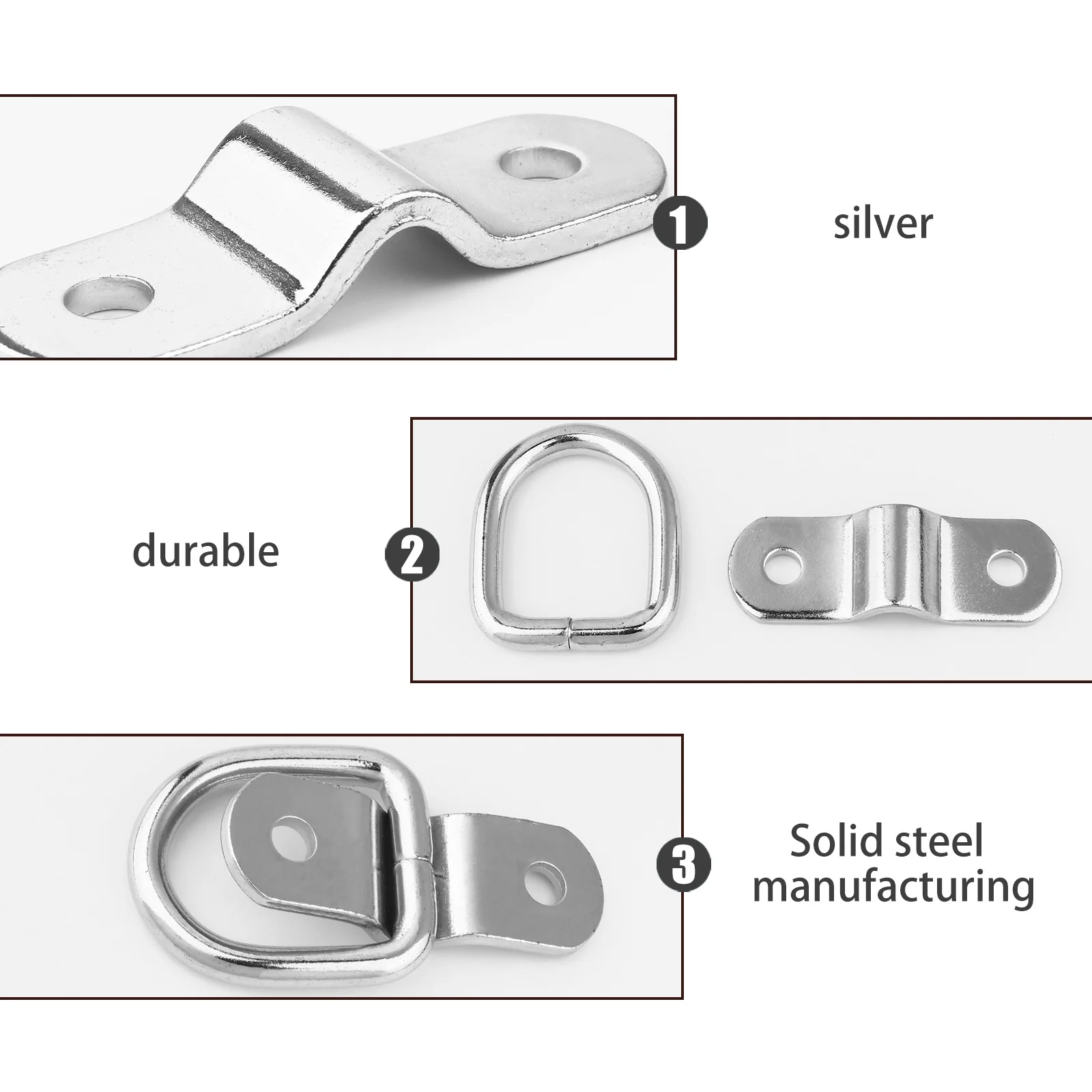 

10pcs D-Type Buckles Heavy Duty Steel D-Ring Anchor 1200K Strength Galvanized Iron Multifunctional Buckle For Rope Chain Cable