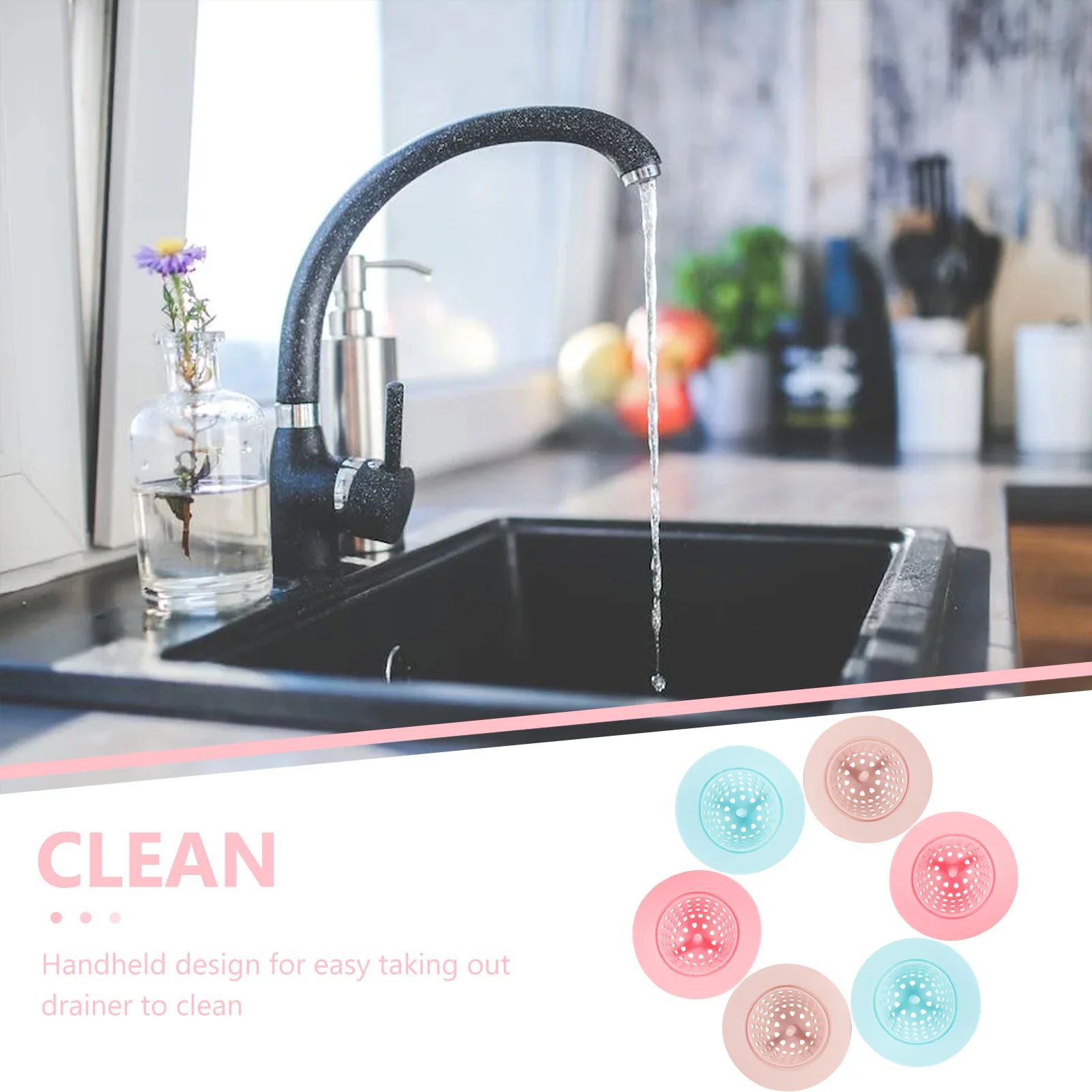 

6Pcs Silicone Drain Filter Net for Sink Kitchen Bathroom Hair and Food Particle Catcher Clog Preventer Floor Drain Screen