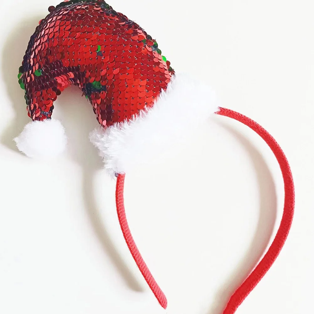 

2Pcs Elf Hat Christmas Headbands Sequin Xmas Hair Hoops for Cosplay Party Photo Props Lightweight Decorative Headwear