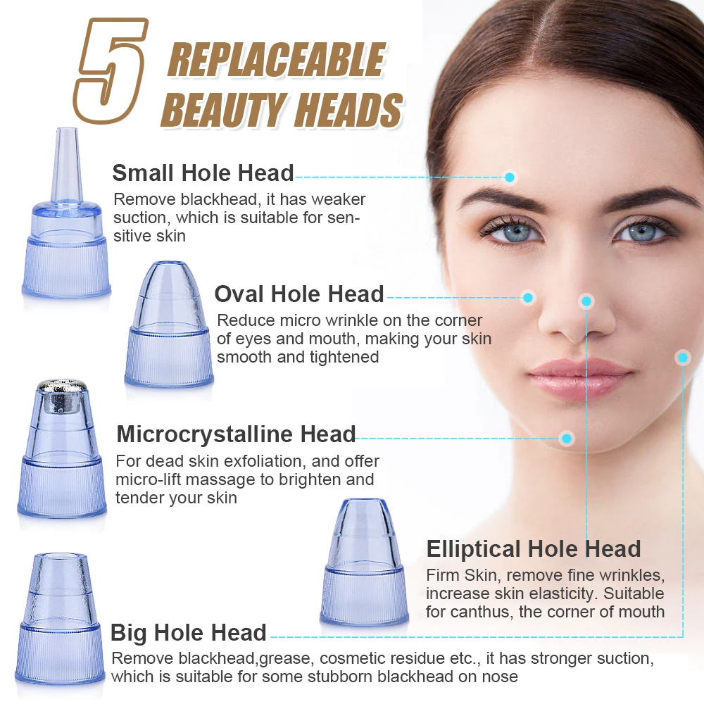 Electric Facial Blackhead Remover Vacuum Pore Cleaner Acne Cleanser Black Spots Removal Face Nose Deep Cleaning tools