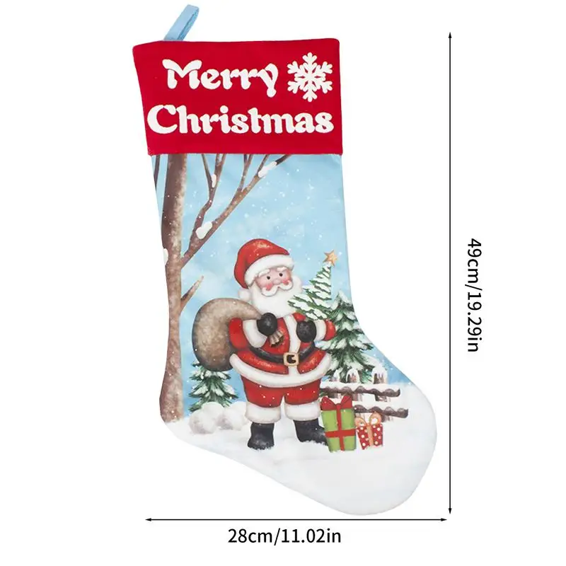 Christmas Stocking Decorations Novelty Santa Snowman Stockings Family Christmas Stocking Fireplace Hangings Stocking For Holiday