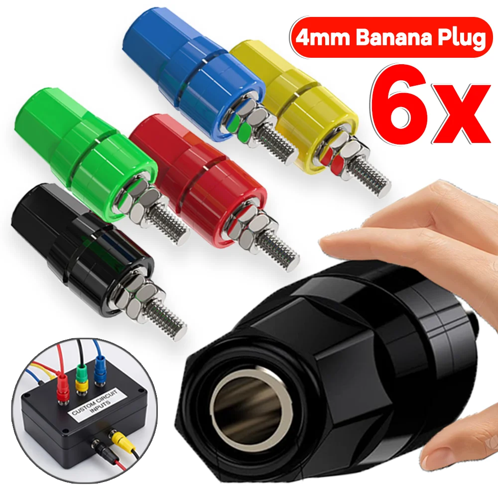 6-1PCS 4MM Banana Socket Insulated Binding Post Nut Banana Plug Jack Terminal Connector for Audio Amplifier Speaker Power Supply