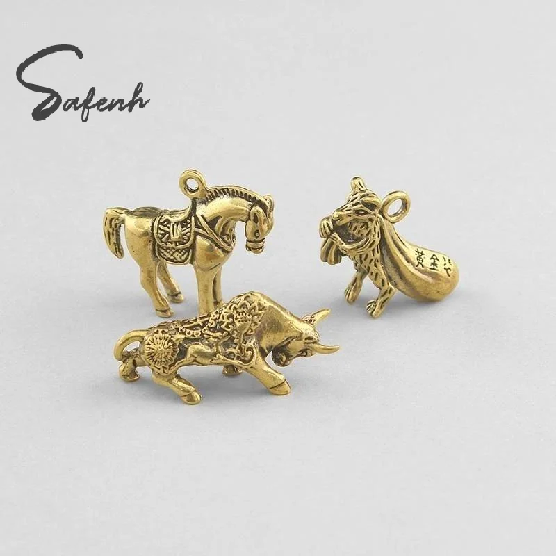 Brass Animal Statue Ornament Chinese Zodiac Rat Ox Tiger Rabbit Dragon Snake Horse Sheep Monkey Chicken Dog Pig Desk Decor