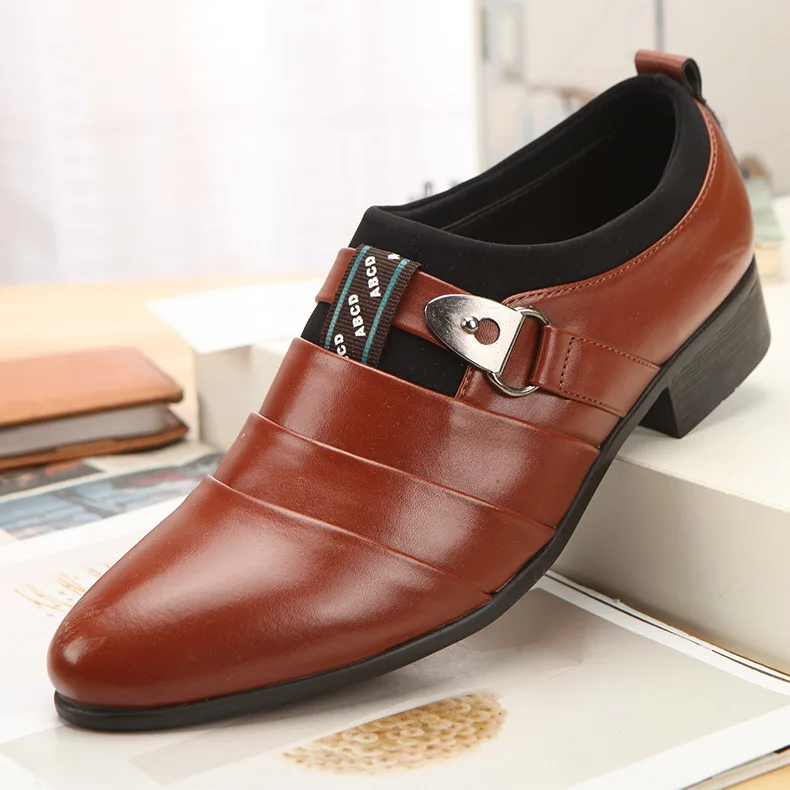 

Men Leather Shoes Business Brown Man Formal Dress Shoe Casual Society Male Oxford Pointed Shoes for Mens Flat Loafers