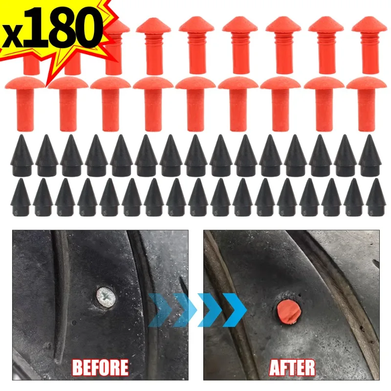 180pcs Car Rubber Tire Patch Mushroom Head Tire Repair Universal Motorcycle Electric Vehicle Durable Long Lasting Car Accessorie