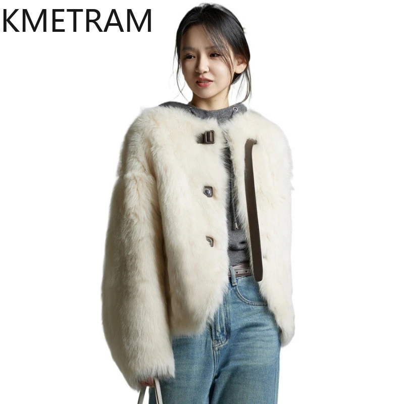 

KMETRAM 100% Natural Tuscany Wool Sheepskin Fur Jacket New Winter Clothes 2025 Woman Short Real Fur Coat Women fourrures femmes
