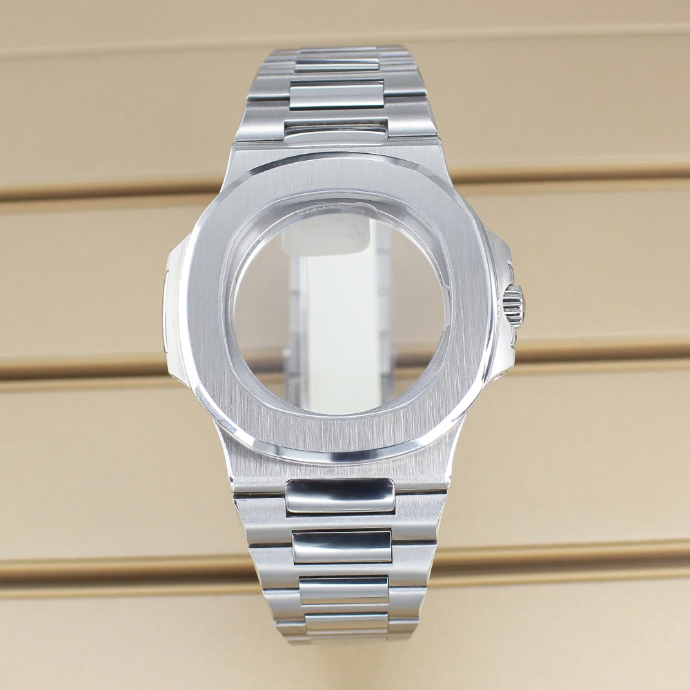 

43.3mm Ultra thin Watch Case Sapphire Crystal Glass For Mod Nautilus Miyota 9015 Movements 30mm Dial 10ATM 316L Stainless Steel