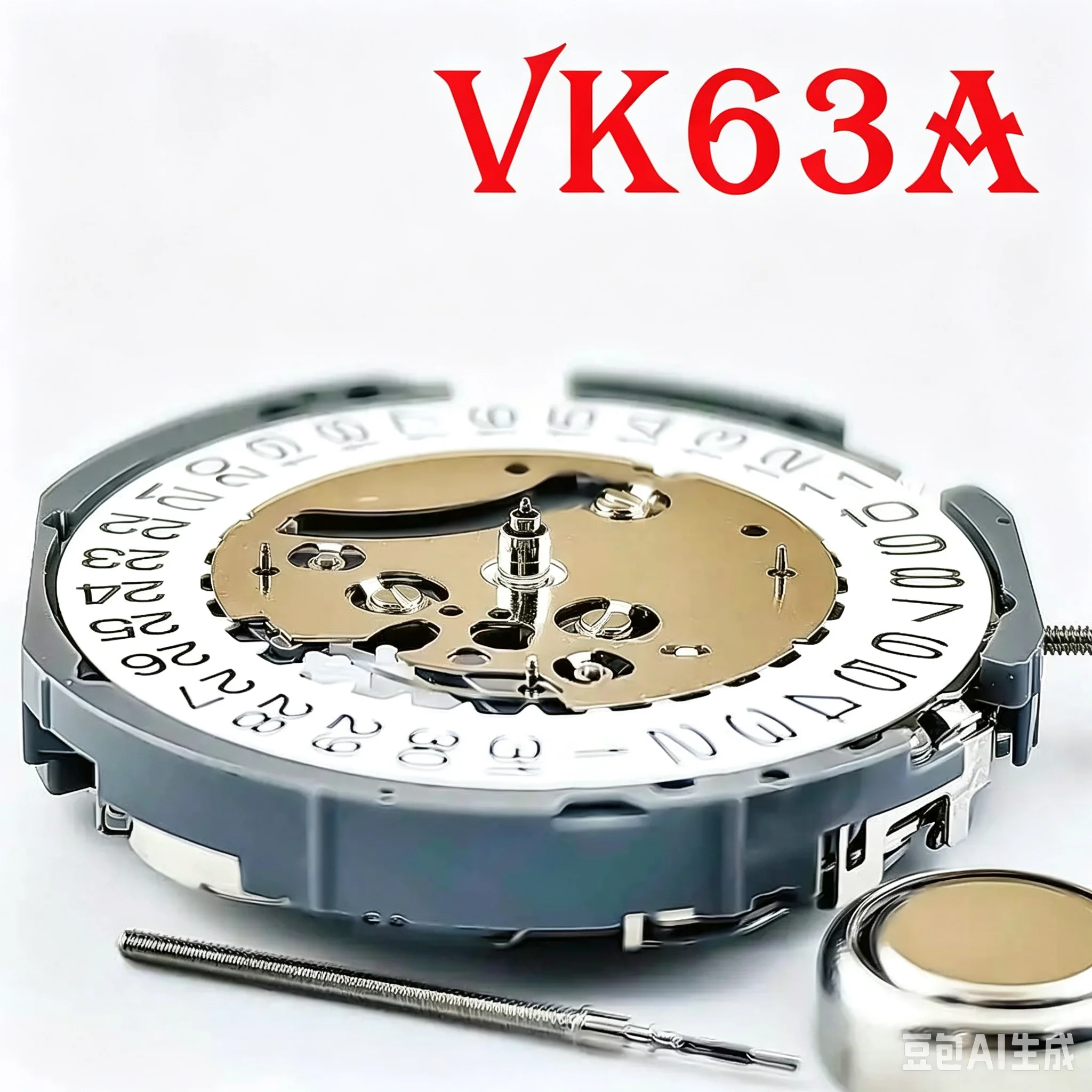 Japan Genuine VK63 VK63A Movement Black 3H Date/Disc Wheel Version Mod Chronograph Quartz Movement VK63A-3 with Battery