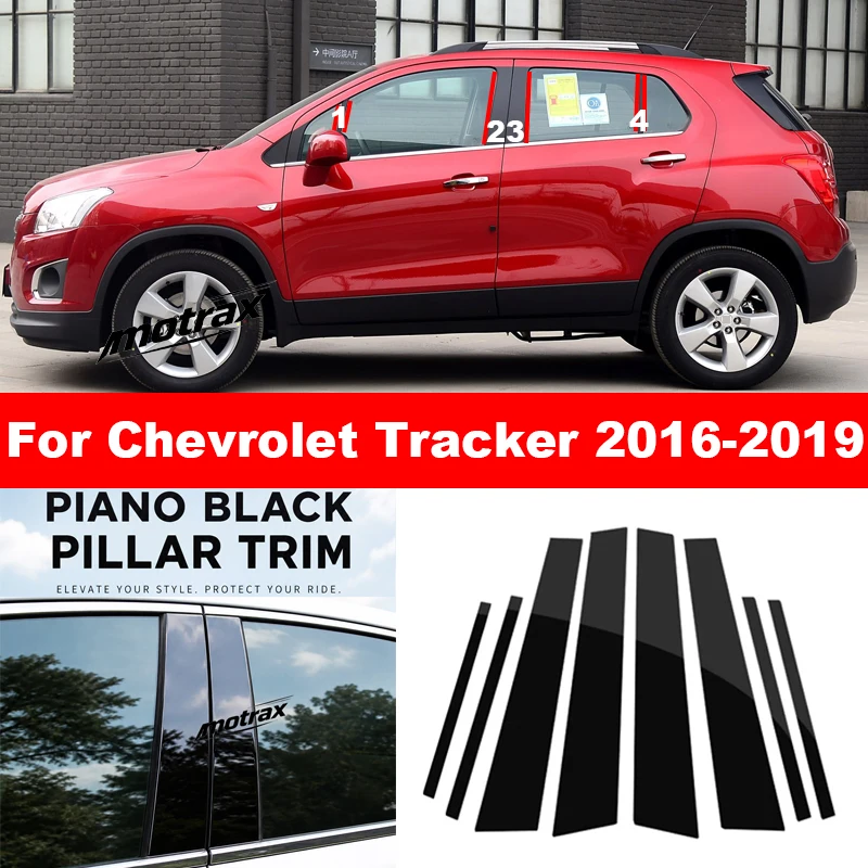 Car B C Pillar Stickers PC Window Trim Cover for Chevrolet Tracker 2014 2015 2016 2017 2018 Middle Pillar Decorative Accessories