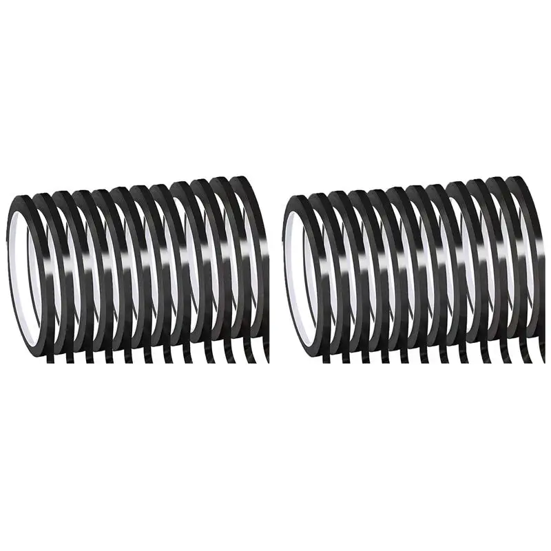 A53Q-Whiteboard Pinstripe Tape 24 Rolls 1/8Inch Thin White Board Dry Erase Line Gridding Tape (Black)