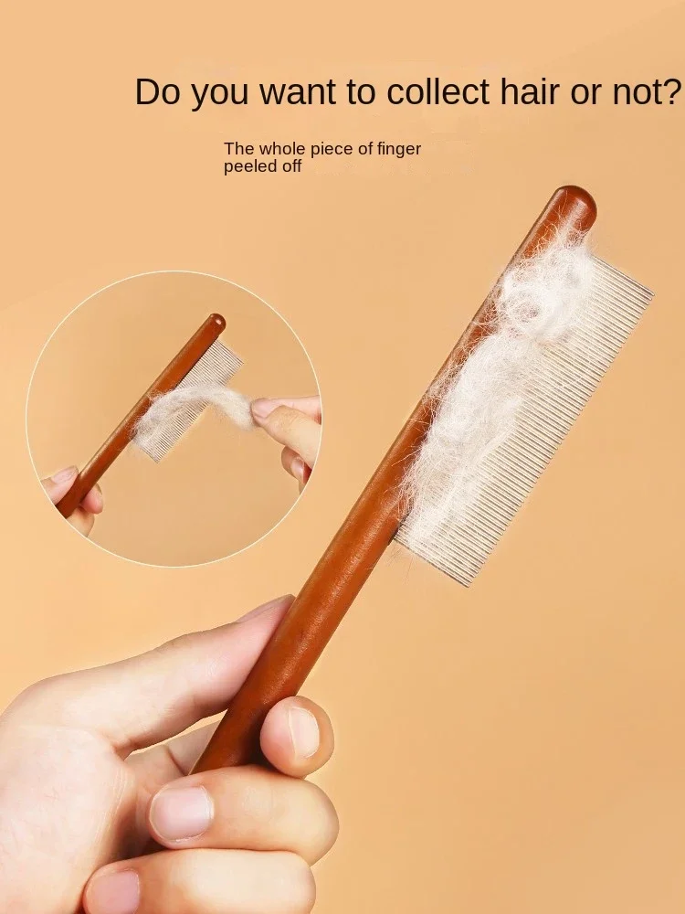 Cat Comb Stainless Steel Pet Hair Remover Wooden Handle Solid Cat Hair Comb Pet Grooming Dog Brush Cleaning Tool Pets Supplies