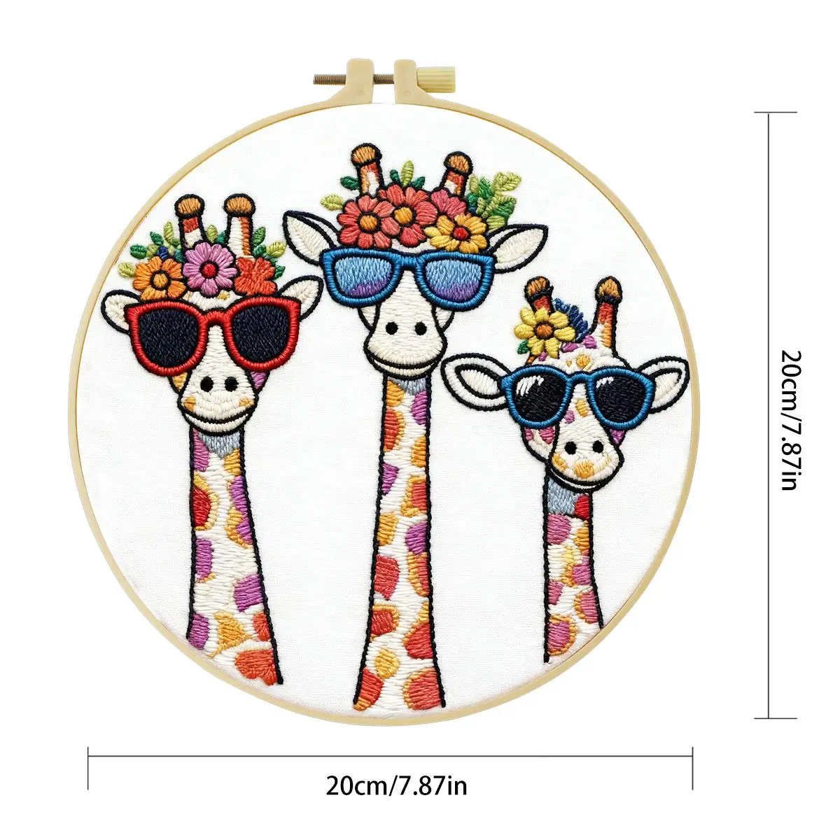 1 Stück 20X20CM/15X15CM 7,87/6,3 Zoll Tier - Giraffe Stickerei Starter-Kit DIY-Kit DIY-Stickerei-Set Handarbeiten – Detail 3