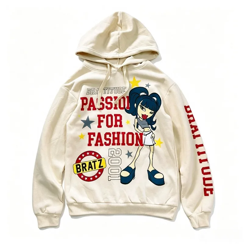 Y2K Cartoon Girl 3D Print Hoodie Unisex Retro 2000s Streetwear Graphic Pullover Casual Hip Hop Hooded Sweatshirt Daily Outfit