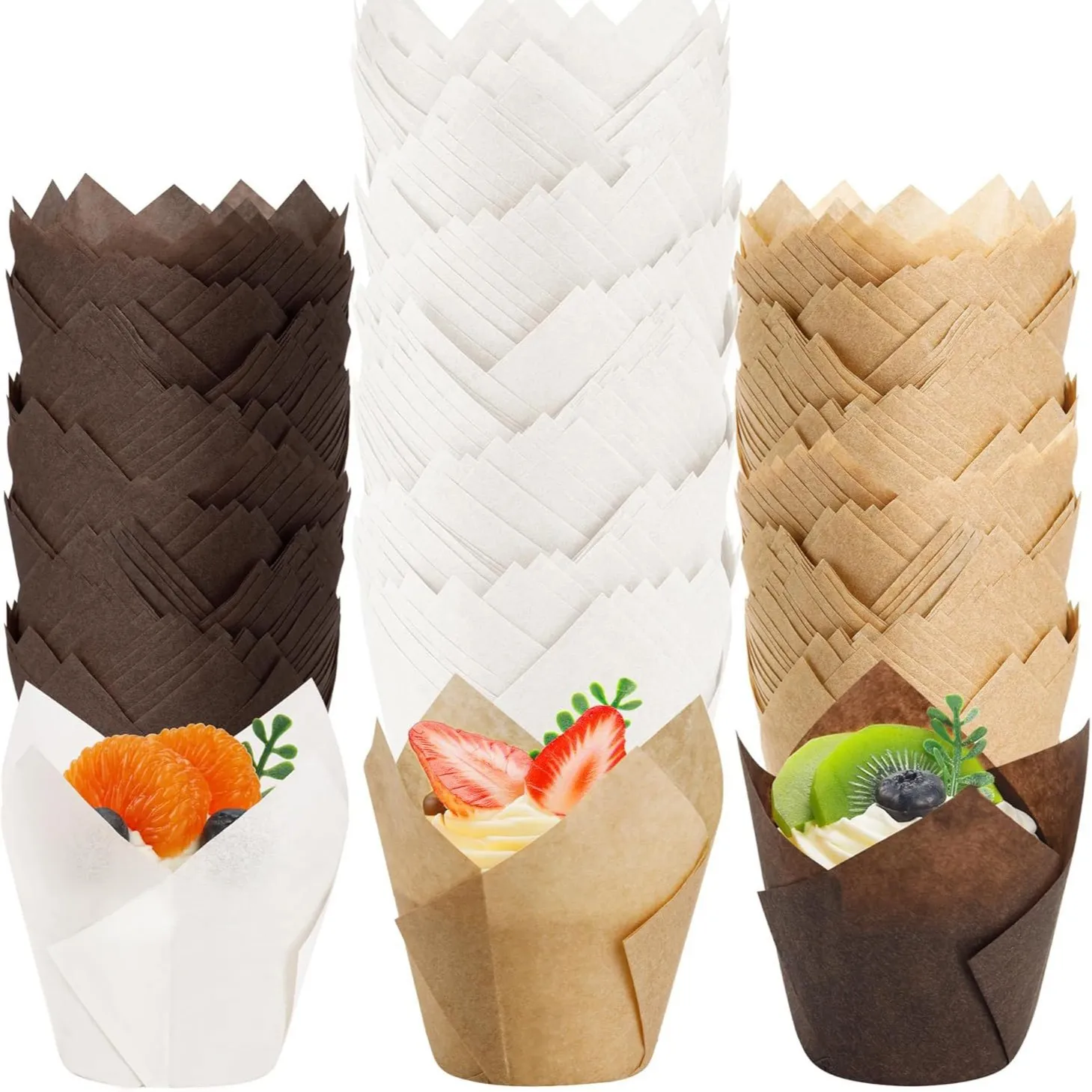 

50pcs/sets Tulip Muffin Cupcake Paper Cups Oilproof Cupcakes Liner Baking Muffin Box Cup Cake Decorating Tools Muffin Wrap Cases
