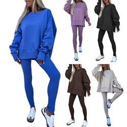 2025 Winter Women Two Piece Sets Tracksuit Autumn Casual Solid Long Sleeve Sweatshirts Female Blouse Trouser Pant Suit Tracksuit