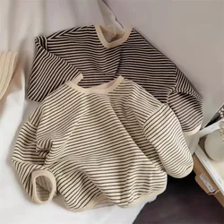 Bawełniana odzież dziecięca Lawadka koszulki z długim rękawem w paski Baby Boy Girl topy Casual Kids T shirt jesień wiosenny T-shirt 1-8T