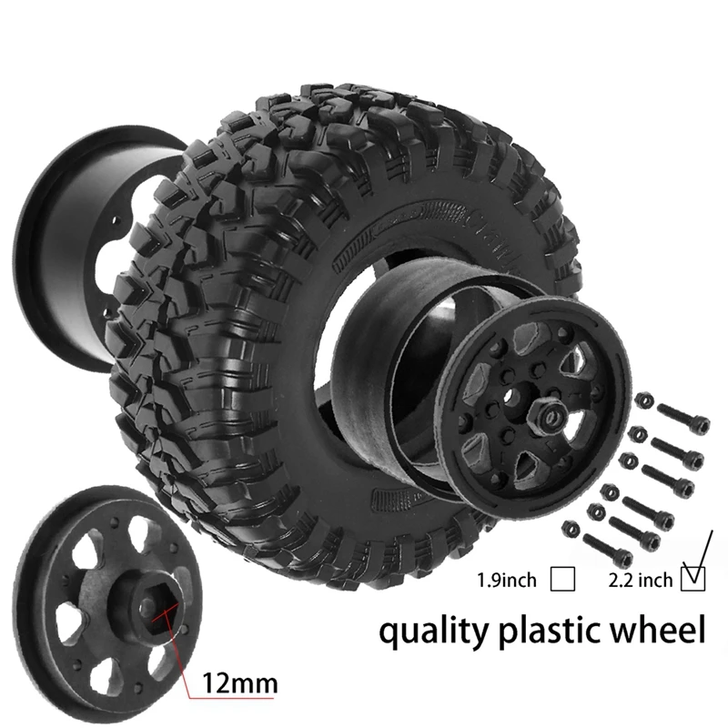 MOMO 135Mm Metal 2.2Inch Beadlock Wheel Rim Tire Set For 1/10 RC Crawler Car Axial SCX10 Wraith RR10 Capra TRX4 YK4082